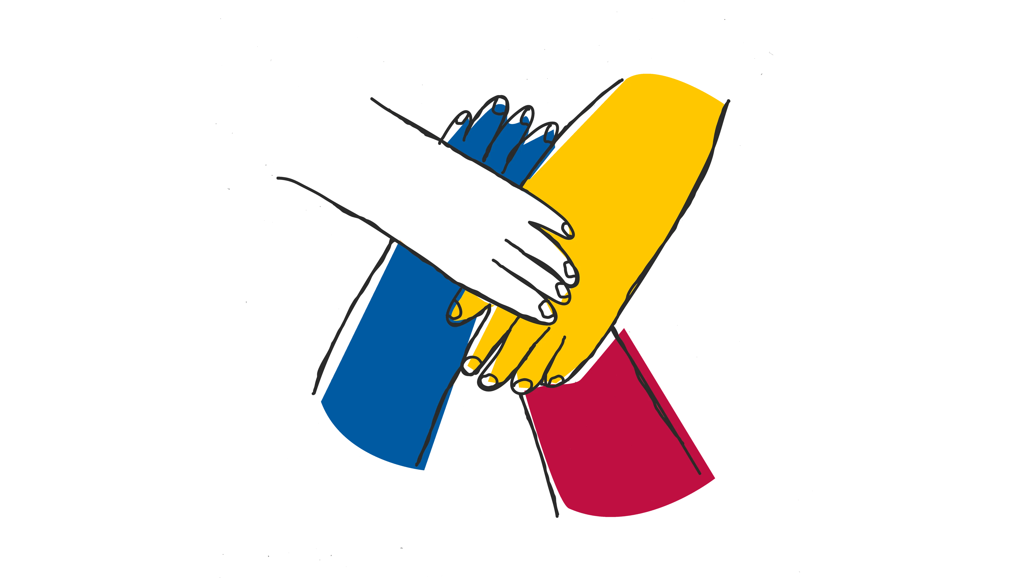 Hands holding badges